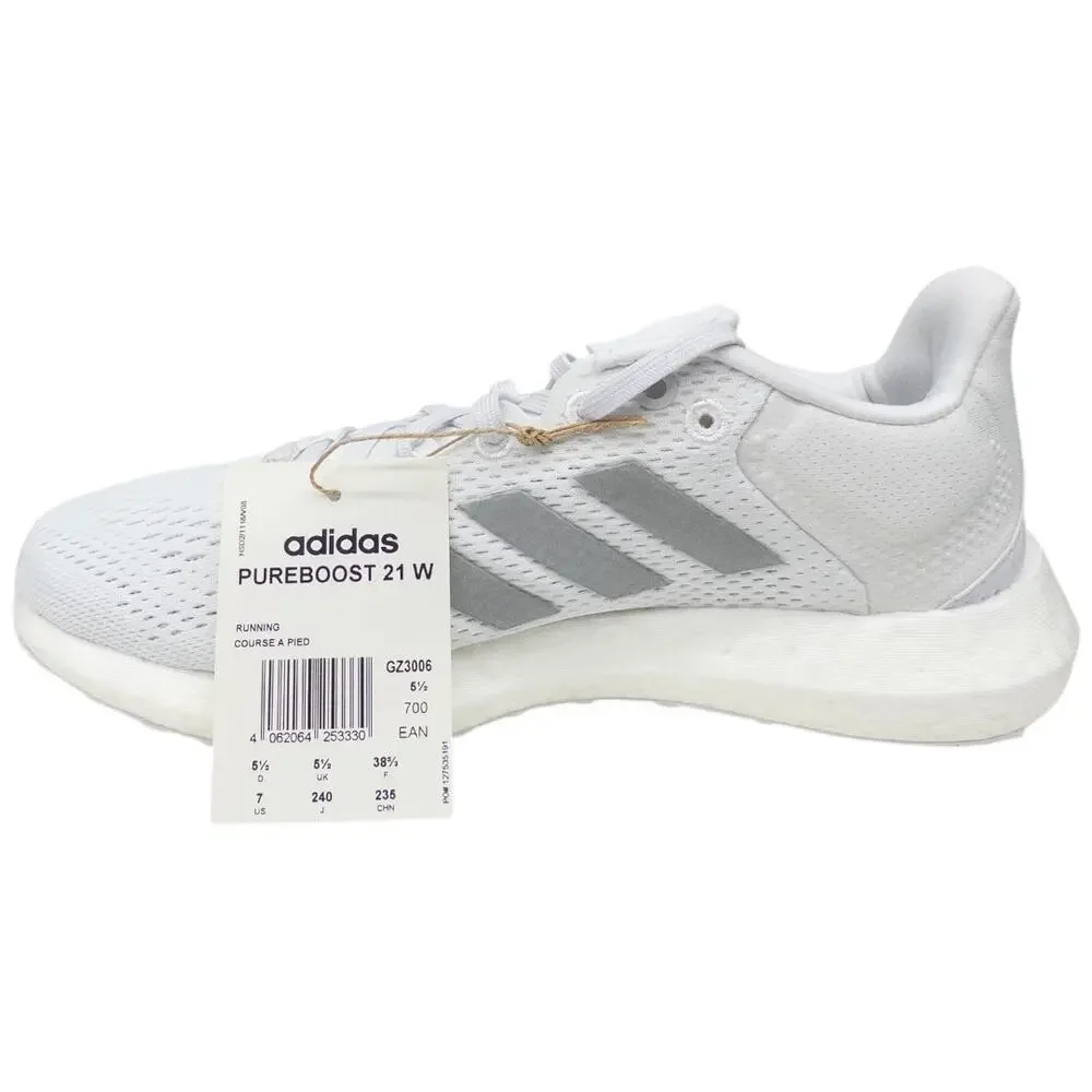 adidas PureBoost 21 White Running Shoes Sneakers Women's Size 7